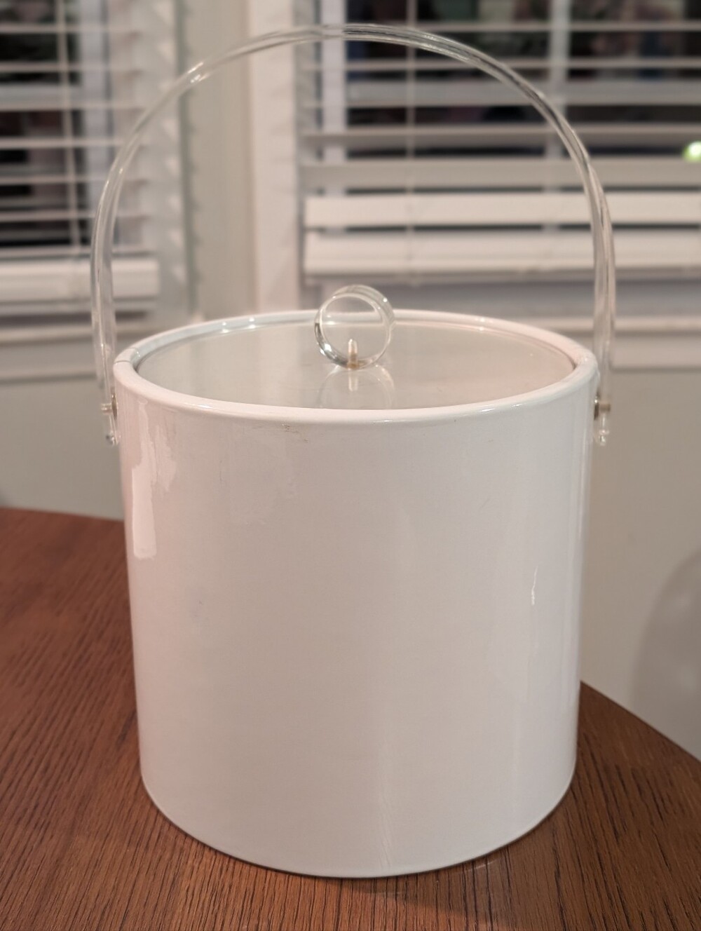Vintage Ice Bucket White Vinyl Acrylic 70s Retro